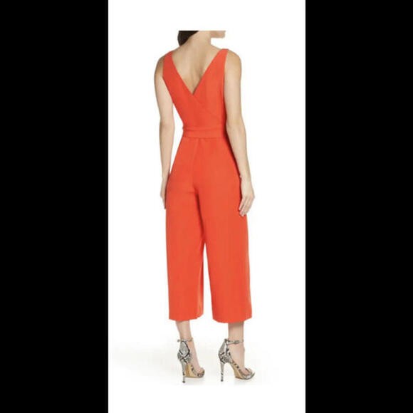 Sam Edelman Jumpsuit Coral Crop tie Waist Sz 6 EUC - Picture 2 of 6